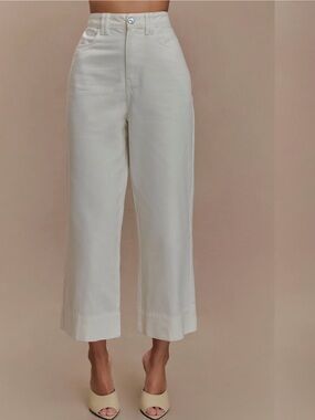 Meshki High Rise Wide Leg Jeans in Cream